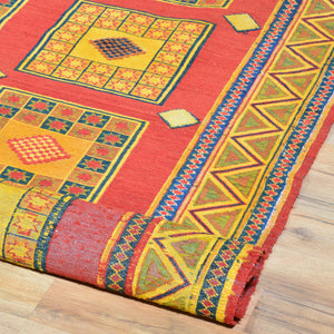 Soumak Tribal Afghan Birjista Handmade Wool Rug (Size 4.11 X 6.11) Brrsf-1350