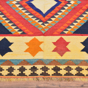 Hand-Woven Persian Kilim Geometric Design Handmade Wool Rug (Size 4.10 X 8.6) Brrsf-1380