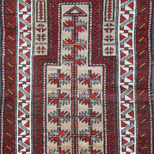 Hand-Knotted Afghan Baluch Prayer Rug Wool Handmade (Size 2.6 X 4.2) Brrsf-1779