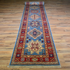 Hand-Knotted Fine Super Kazak Caucasian Design 100% Wool Rug (Size 2.8 X 17.2) Brrsf-1854