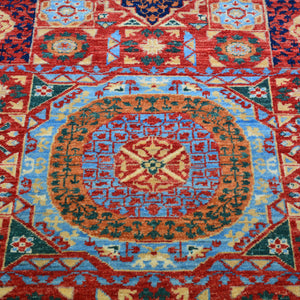 Hand-Knotted Peshawar Mamluk Design 100% Wool Rug (Size 2.6 X 10.3) Brrsf-1869