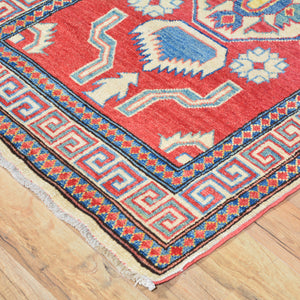 Hand-Knotted Tribal Kazak Design Handmade 100% Wool Rug (Size 2.6 X 11.2) Brrsf-1905