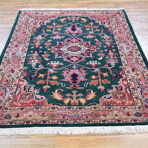 Hand-Knotted India Heriz Design 100% Oriental Wool Rug (Size 3.11 X 6.1) Cwral-4683