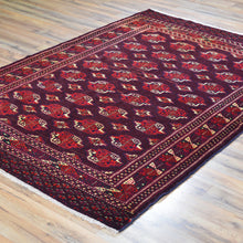 Load image into Gallery viewer, Hand-Knotted Vintage Tribal Afghan Yamut Design Wool Rug (Size 4.3 X 6.3) Brral-501
