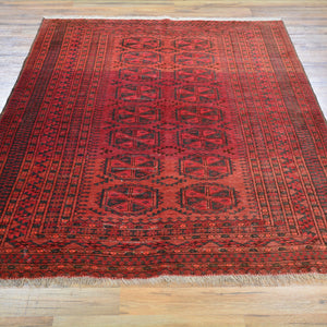 Hand-Knotted Vintage Afghan Baloch Wool Rug (Size 4.4 X 6.4) Brral-5493