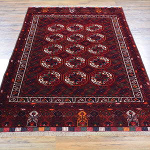 Hand-Knotted Turkmen Handmade Tribal Traditional Rug (Size 3.6 X 6.2) Cwral-6654