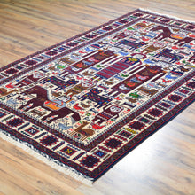 Load image into Gallery viewer, Hand-Knotted Tribal Baluch Pictorial  Design Wool Rug (Size 3.9 X 6.5) Cwral-6666