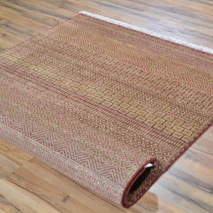 Hand-Knotted Modern Gabbeh Striped Design Wool Rug (Size 3.11 X 6.2) Brral-2370