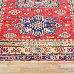 Hand-Knotted Fine Oriental Super Kazak Tribal Design Wool Rug (Size 4.3 X 6.0) Brral-2409
