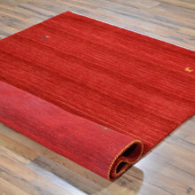 Load image into Gallery viewer, Hand-Loomed Solid Red Modern Gabbeh Wool Rug (Size 4.0 X 6.0) Brral-2418